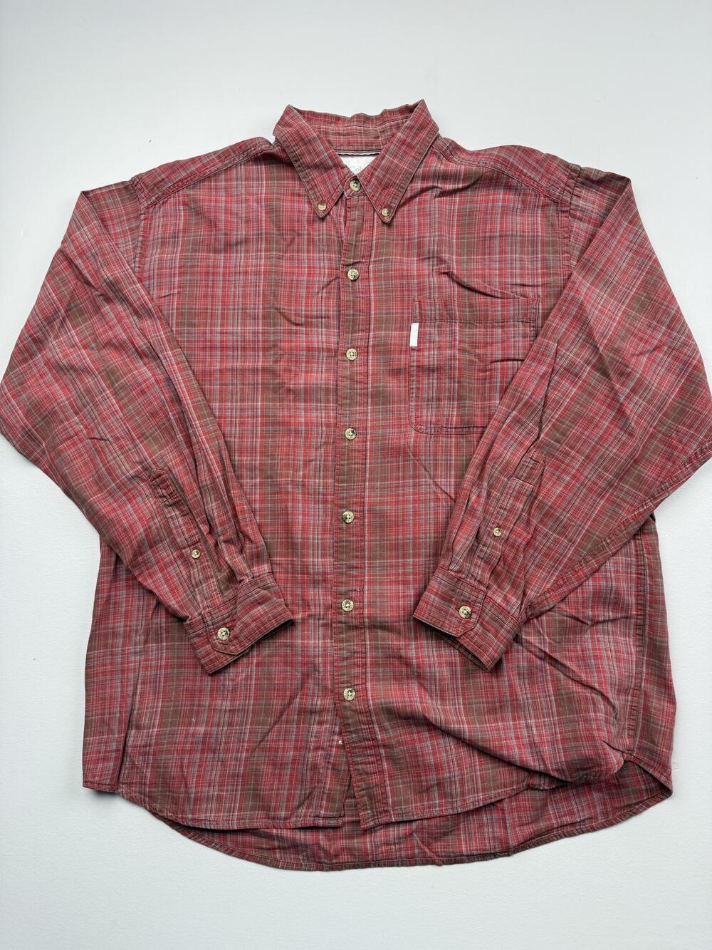 Columbia Shirt Mens Large Red Plaid Long Sleeve Button Down Casual Outdoor